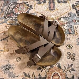 Birkenstock Women's Yao Mocha Brown Slip On Sandals Comfort Supportive Shoes 39